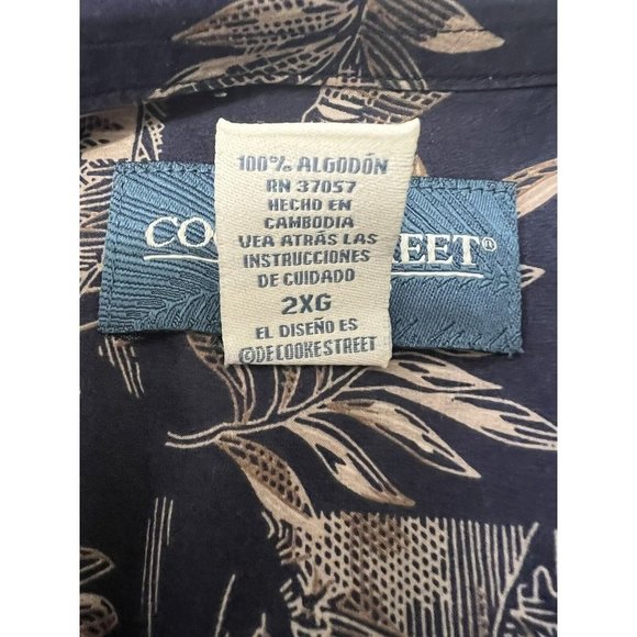 Cooke Street Mens 2XL Aloha Hawaiian Shirt Button Down Blue Tan Excellent Palm - Picture 6 of 7